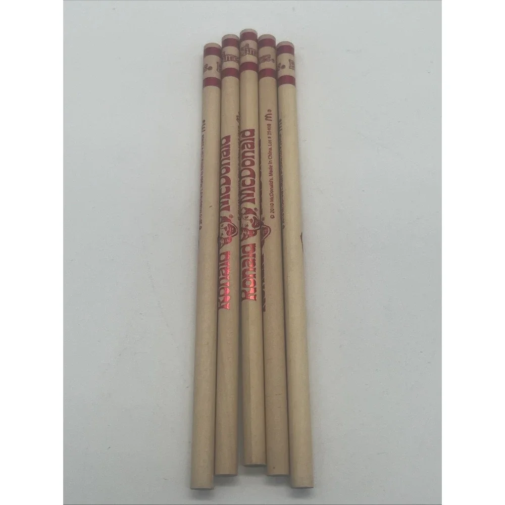 Lot Of 5 NeW McDONALDS 2010 RONALD MCDONALD FUN TIMES WOOD PENCILS~SET Rare